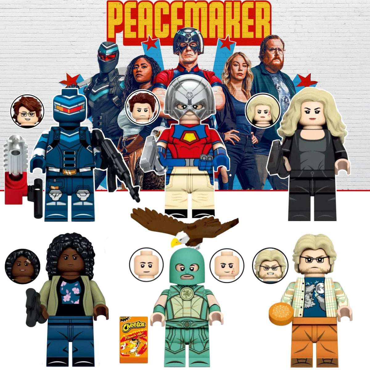 PEACEMAKER Minifigure BUNDLE - 6 Peacemaker Characters - Detective Collection Custom Minifigs