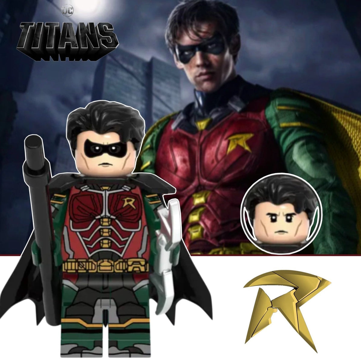 Titans Robin Minifigure - Dick Grayson | Teen Titans | Lego Compatible Custom Detective Collection