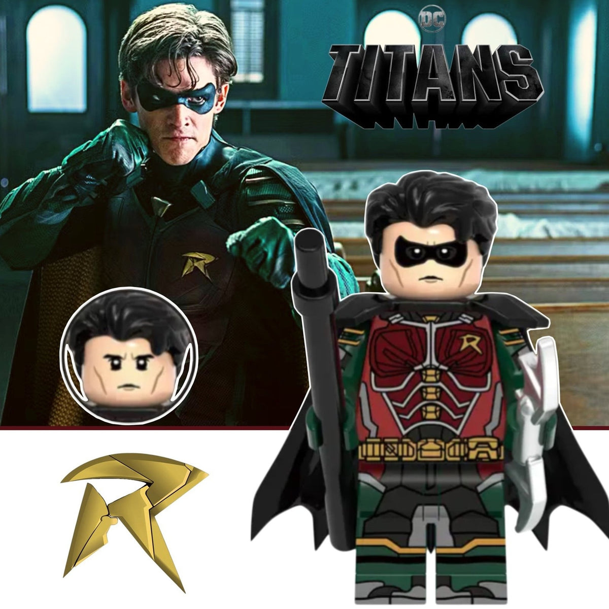 Titans Robin Minifigure - Dick Grayson | Teen Titans | Lego Compatible Custom Detective Collection