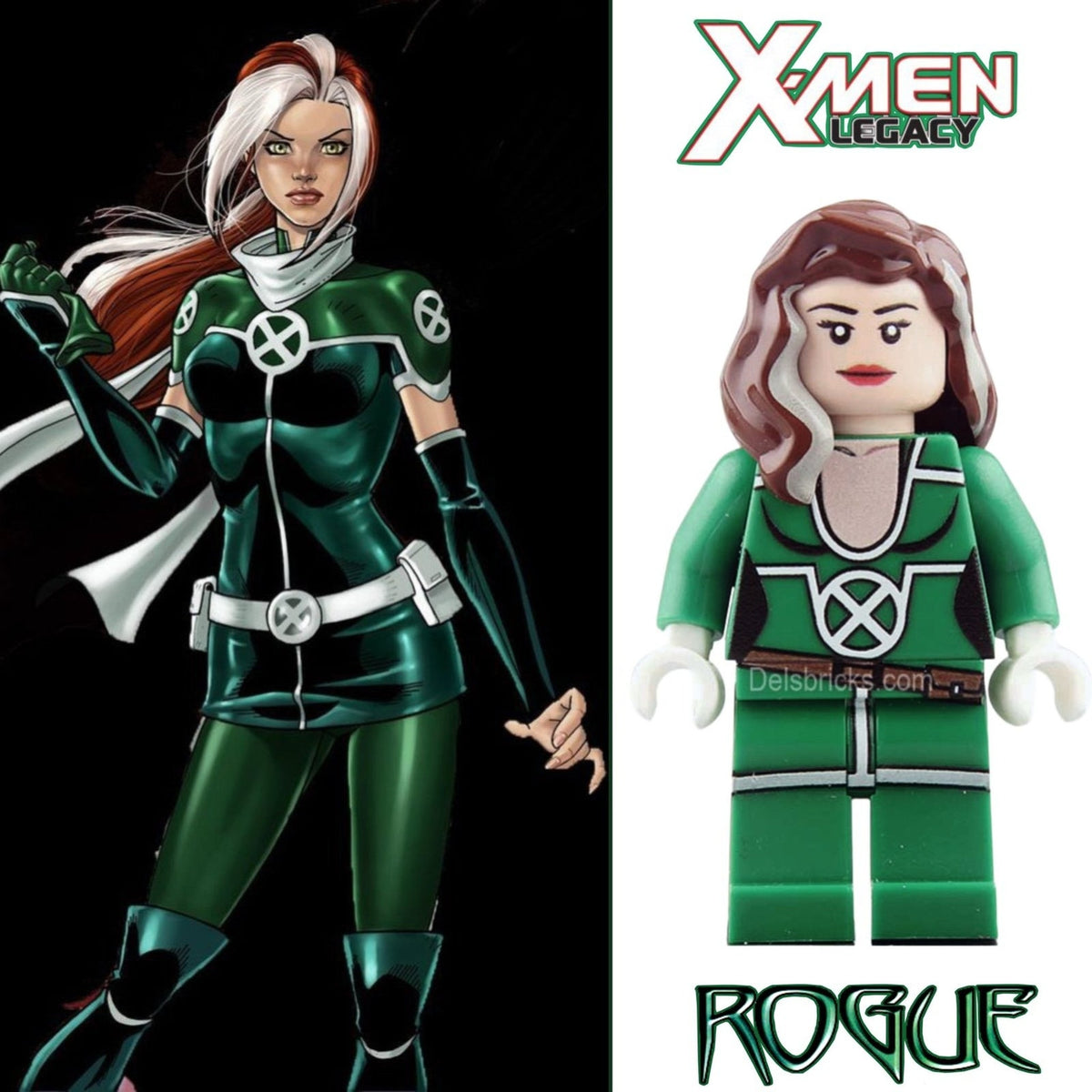 Rogue X-Men Legacy Minifigure - Anna Marie Variant | Custom Marvel Minifig