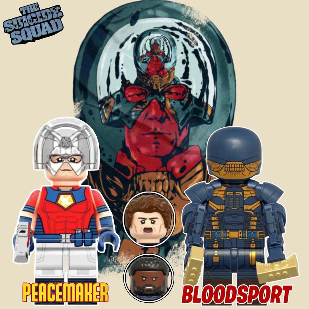 Peacemaker & Bloodsport Minifigures - Suicide Squad | Custom Detective Collection Minifig BUNDLE