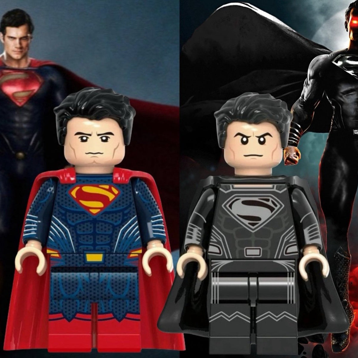 Henry Cavill Superman Minifigures - Original & Black Suit | Snyderverse | DCEU