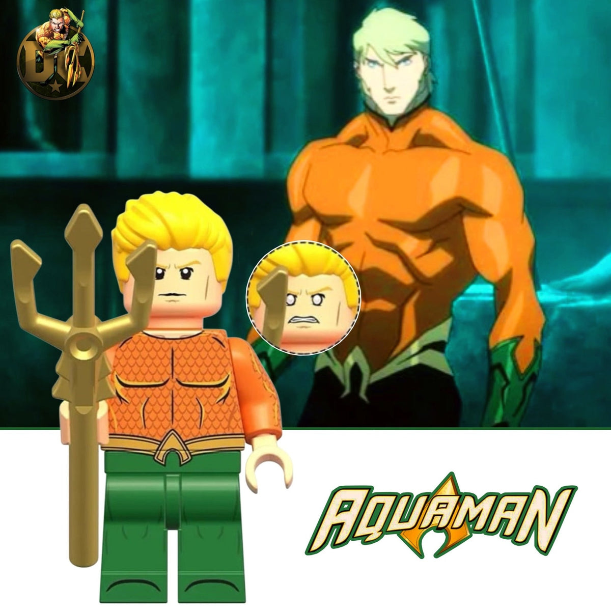 Aquaman Minifigure - Arthur Curry | Justice League | Detective Collection Comics | Custom Minifig