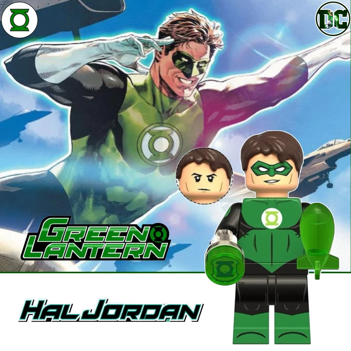 Green Lantern Minifigure - Hal Jordan - Custom Detective Collection Minifig