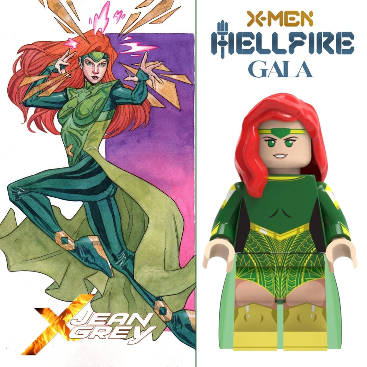 Hellfire Gala Jean Grey Minifigure - X-men - Custom Marvel Minifig