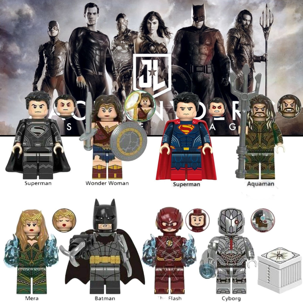 Justice League Minifigures BUNDLE  - DCEU | Snyderverse - (8) Custom Detective Collection Minifigs