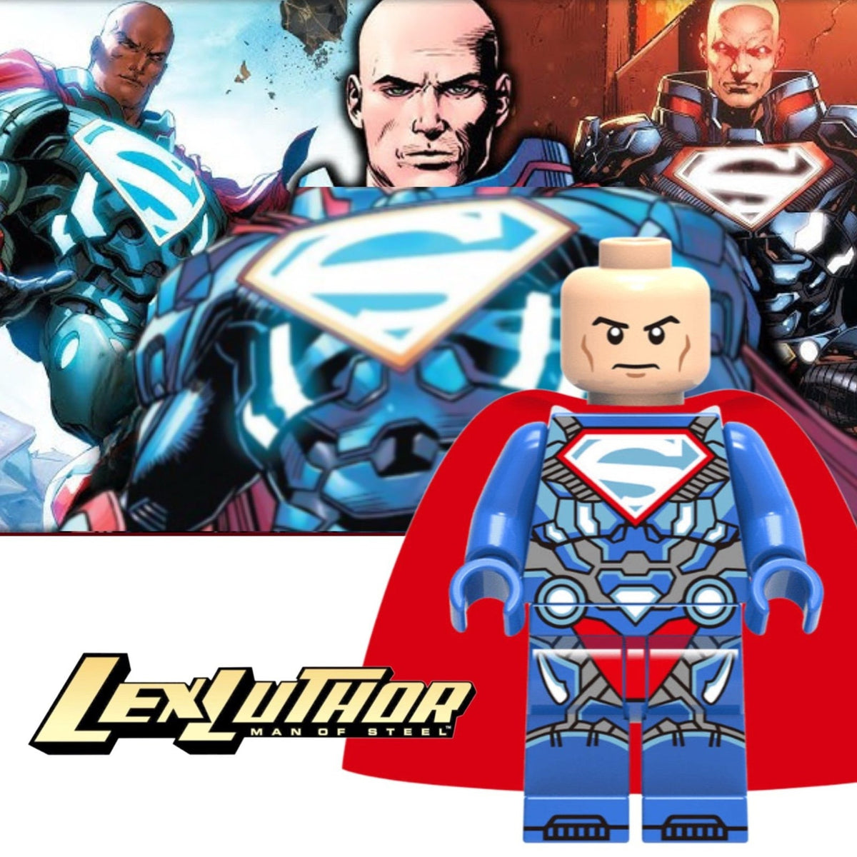 Lex Luthor Superman Minifigure - The New 52 - Custom Detective Collection Minifig