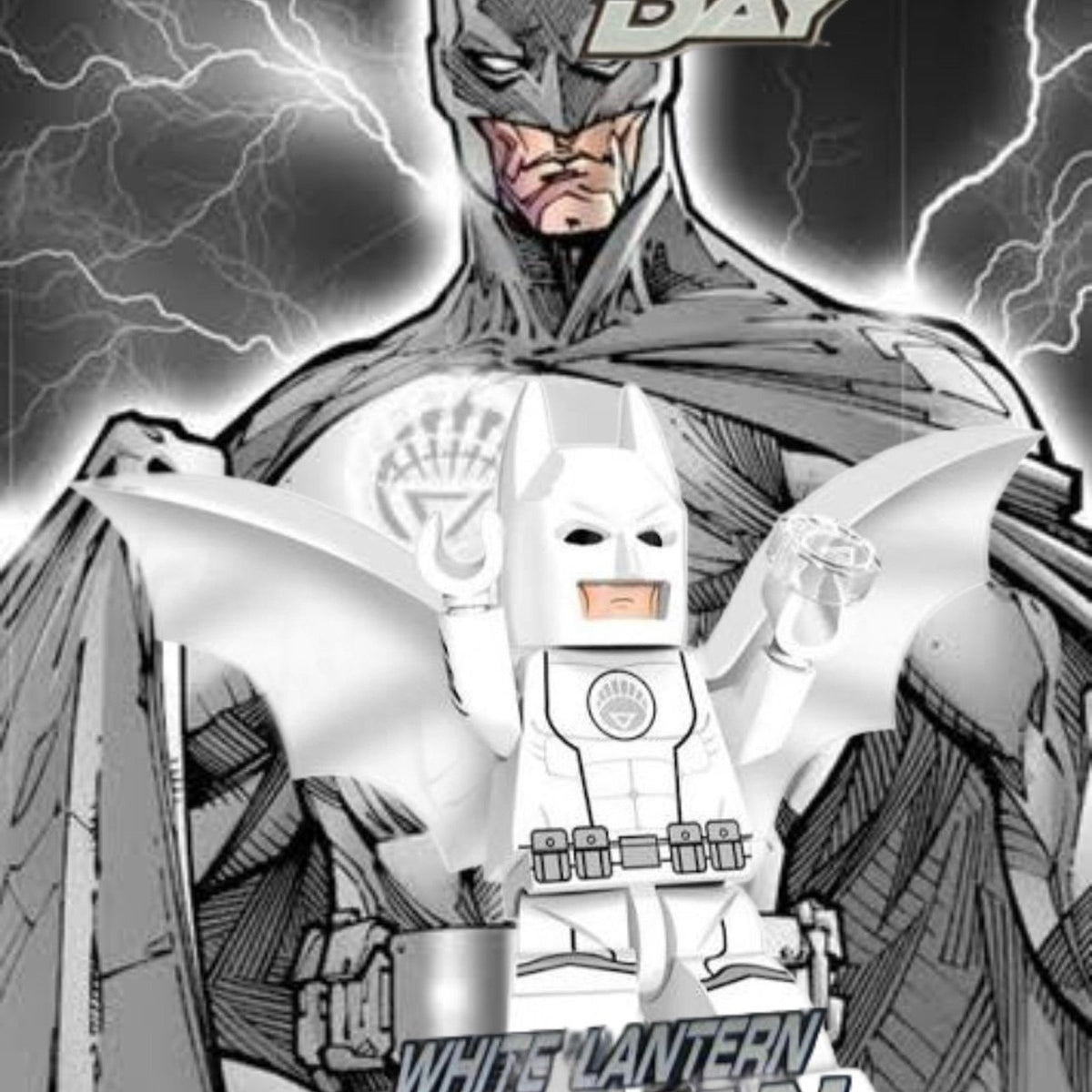 White Lantern Batman Minifigure - Brightest Day - Custom Detective Collection Minifig