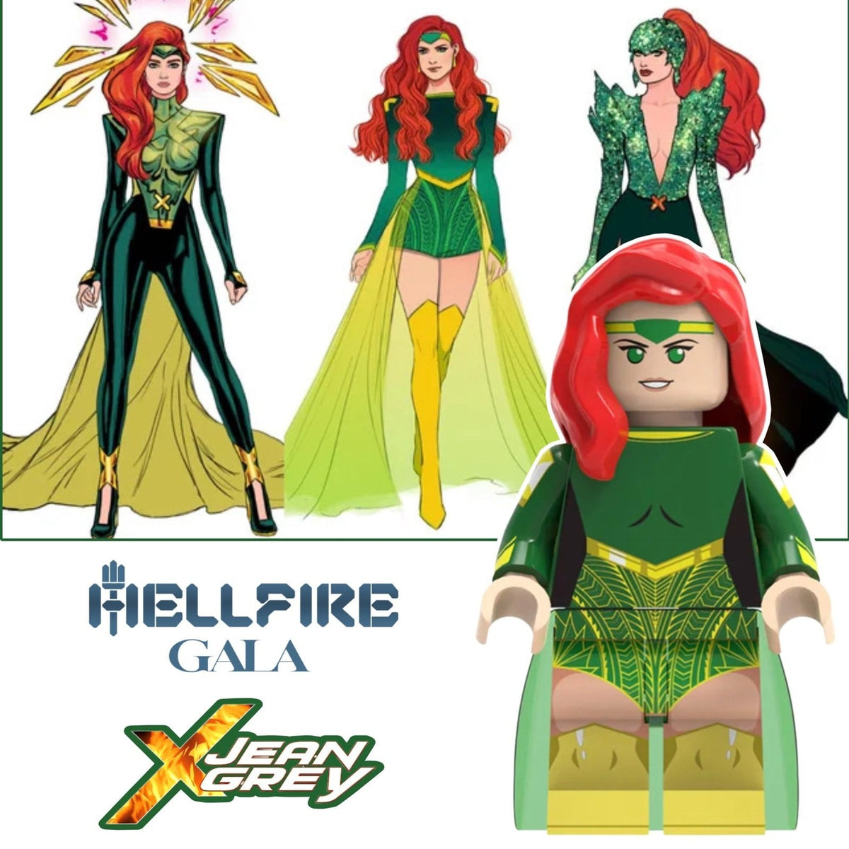 Hellfire Gala Jean Grey Minifigure - X-men - Custom Marvel Minifig