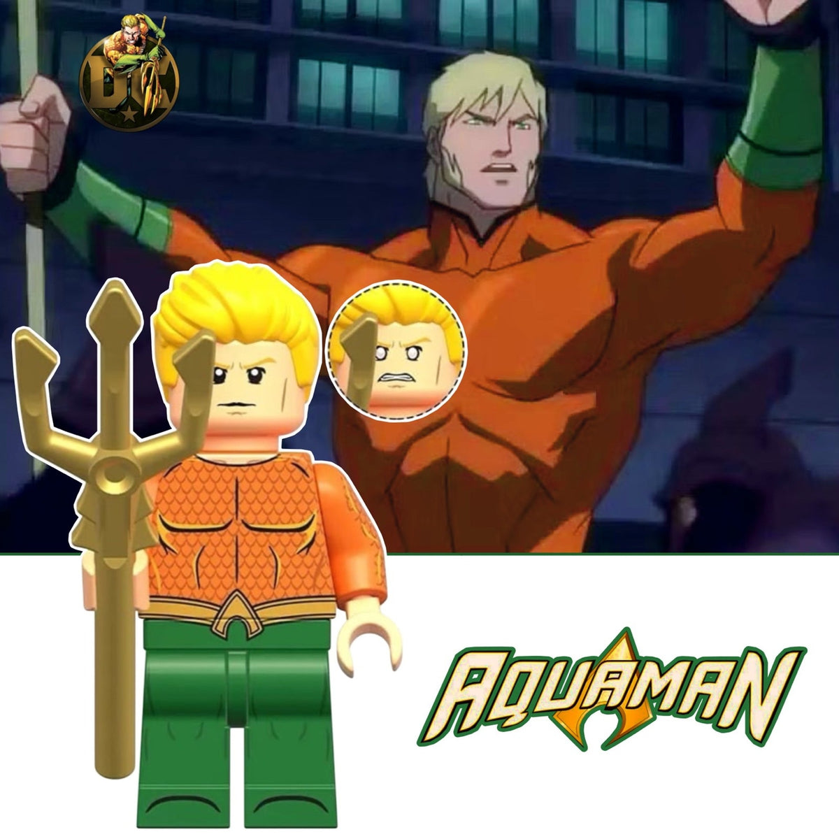 Aquaman Minifigure - Arthur Curry | Justice League | Detective Collection Comics | Custom Minifig