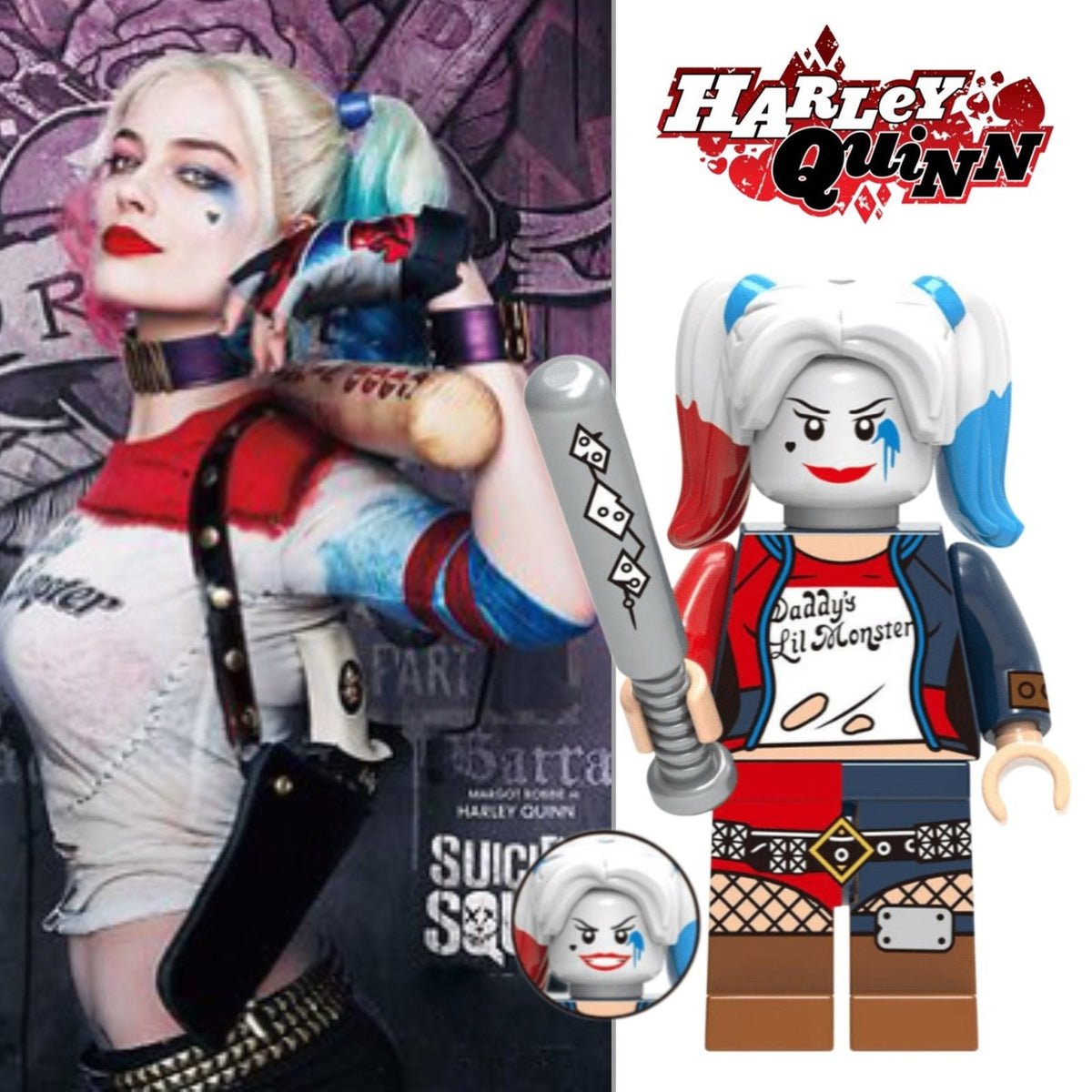 Harley Quinn Minifigure - Suicide Squad Daddy’s Lil Monster - Custom Detective Collection Minifig