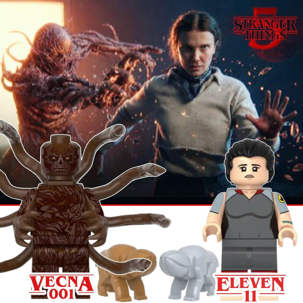 Vecna vs Eleven Minifigures BUNDLE - Hawkins Residents | Netflix | Custom Minifigs