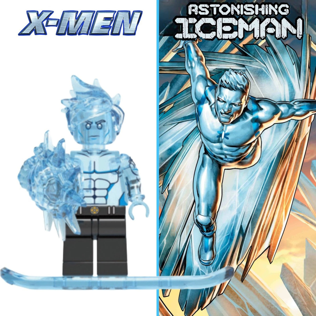 Iceman Minifigure - Bobby Drake | X-Men - Custom Marvel Minifig