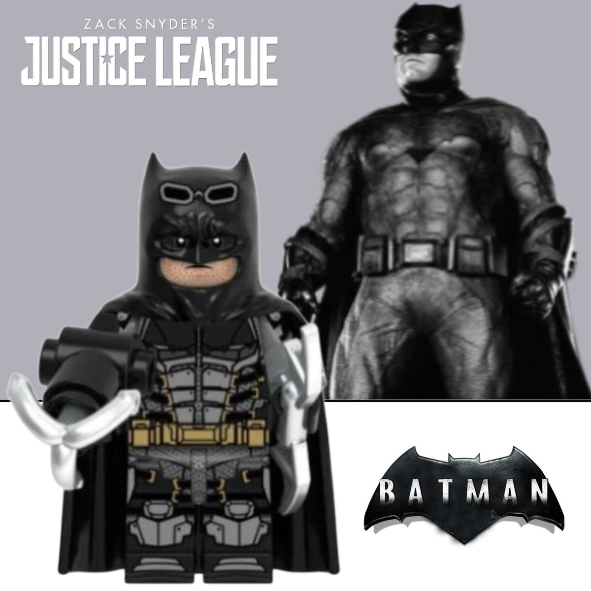 Justice League Batman Minifigure - Bruce Wayne | Ben Affleck | DCEU |Custom Minifig