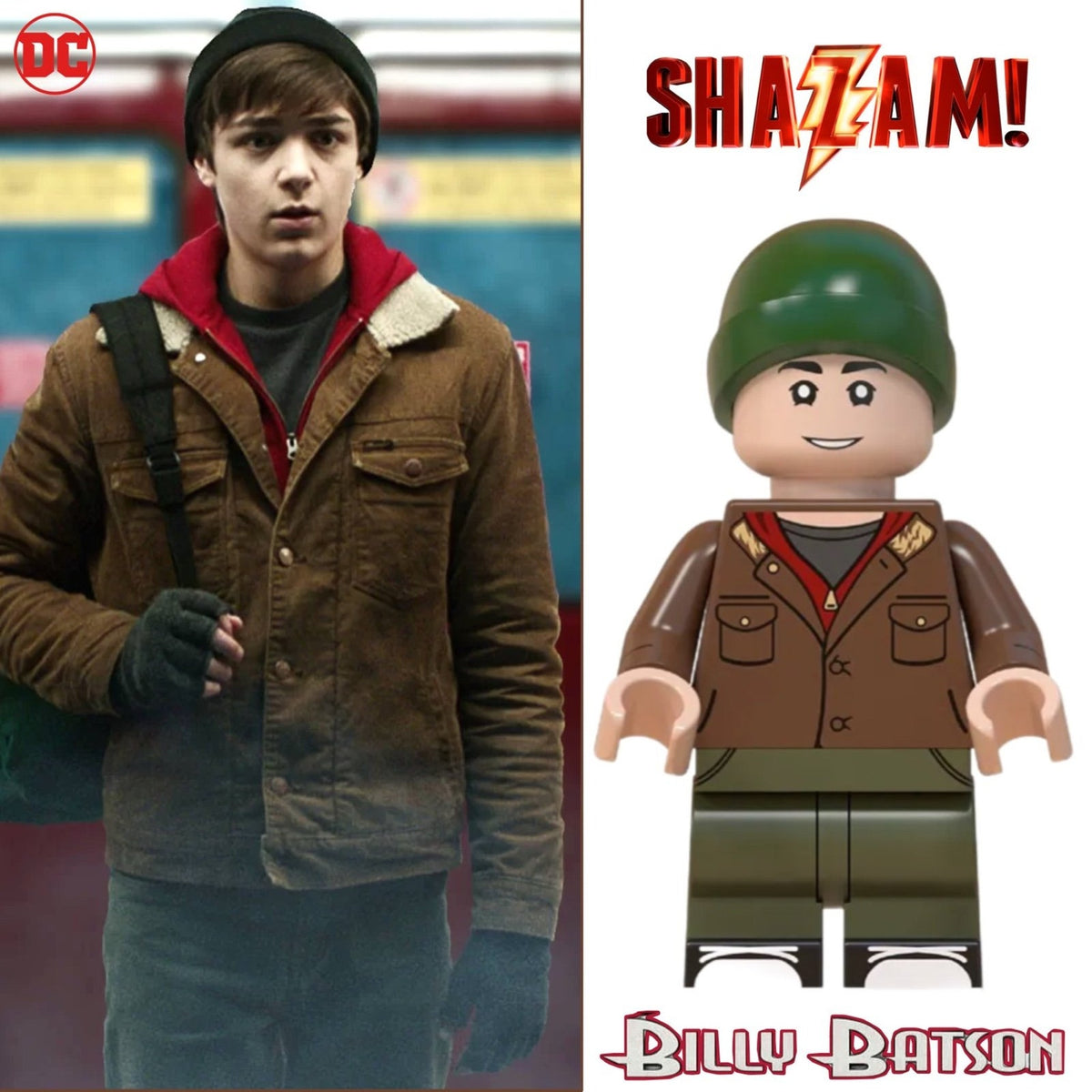 Billy Batson Minifigure - Shazam - Custom Detective Collection Minifig