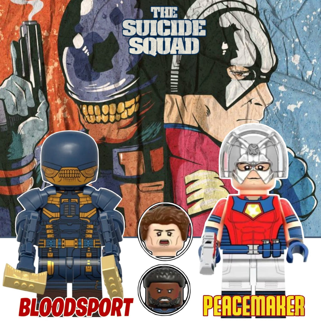 Peacemaker & Bloodsport Minifigures - Suicide Squad | Custom Detective Collection Minifig BUNDLE