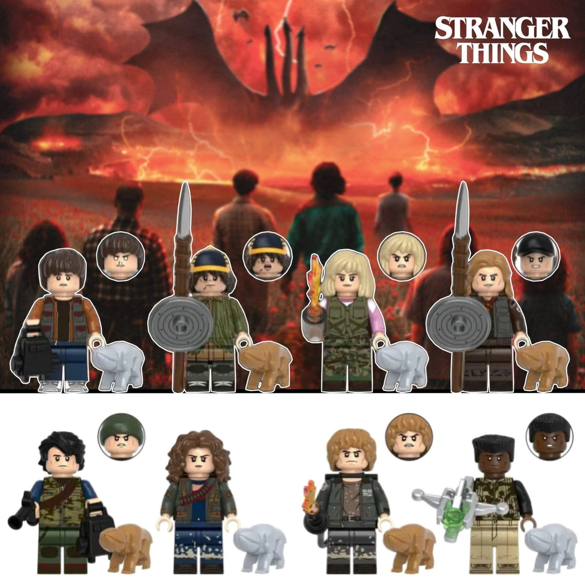 Hawkins Residents Minifigures BUNDLE - Season 5 | Netflix - 8 Custom Minifigs