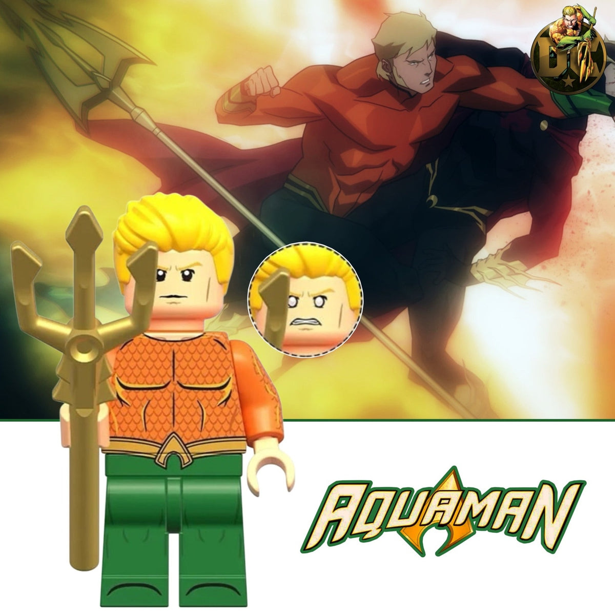 Aquaman Minifigure - Arthur Curry | Justice League | Detective Collection Comics | Custom Minifig