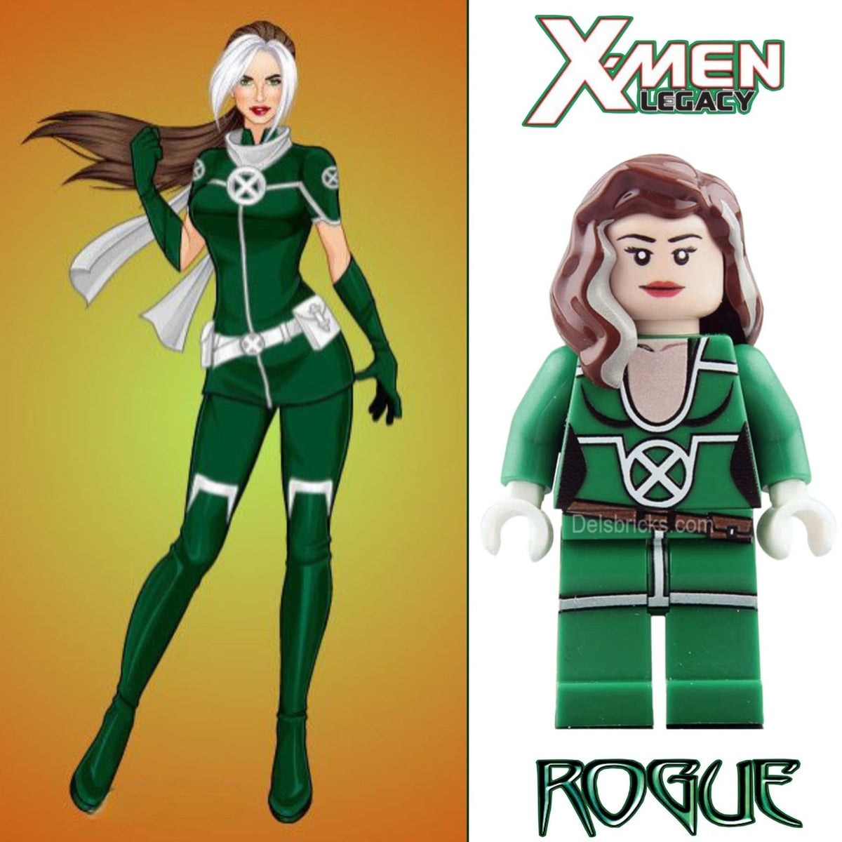 Rogue X-Men Legacy Minifigure - Anna Marie Variant | Custom Marvel Minifig
