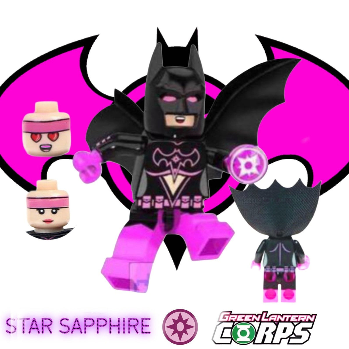 Star Sapphire Lantern Batman Minifigure - Violet Lantern Corps Custom Detective Collection Minifig