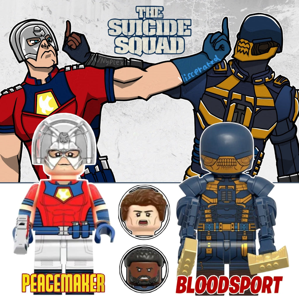 Peacemaker & Bloodsport Minifigures - Suicide Squad | Custom Detective Collection Minifig BUNDLE