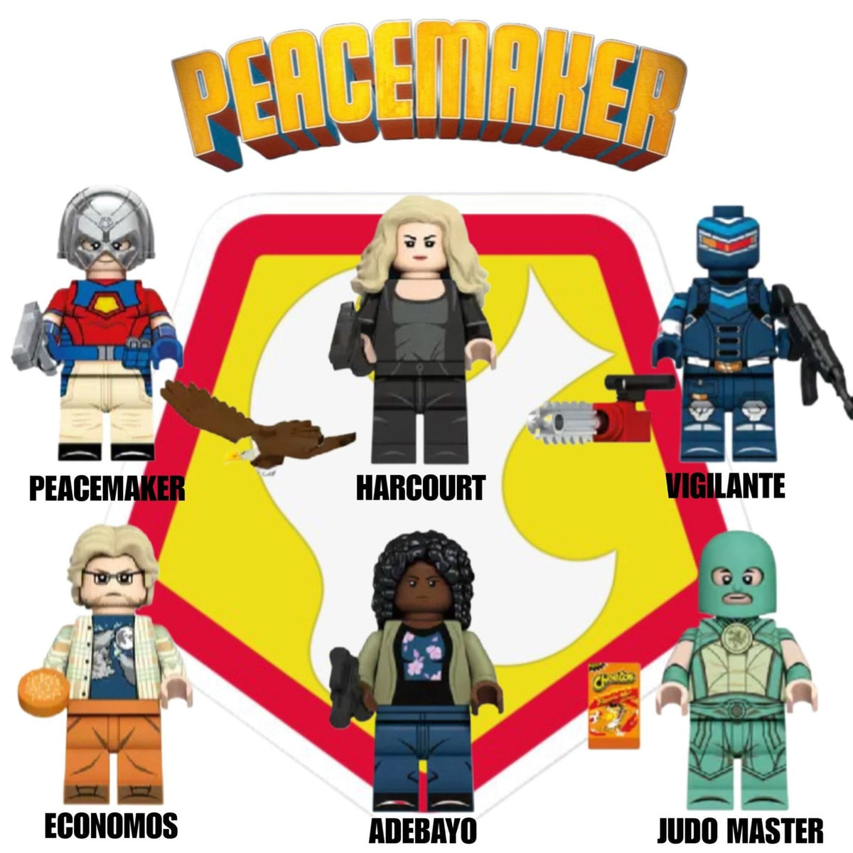 PEACEMAKER Minifigure BUNDLE - 6 Peacemaker Characters - Detective Collection Custom Minifigs