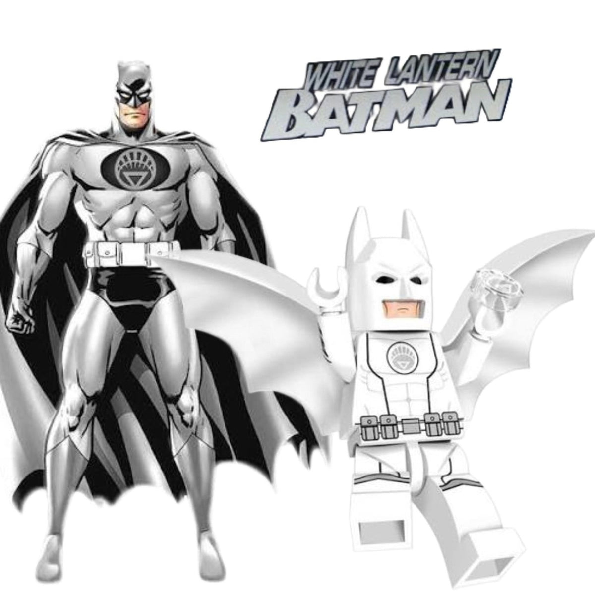 White Lantern Batman Minifigure - Brightest Day - Custom Detective Collection Minifig