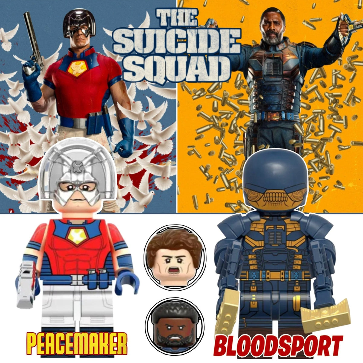 Peacemaker & Bloodsport Minifigures - Suicide Squad | Custom Detective Collection Minifig BUNDLE