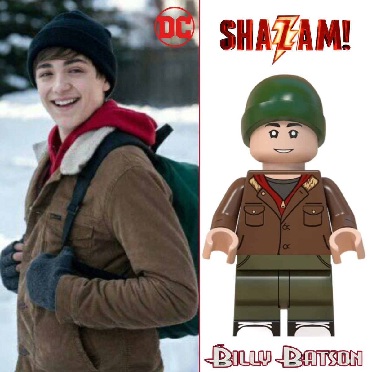 Billy Batson Minifigure - Shazam - Custom Detective Collection Minifig
