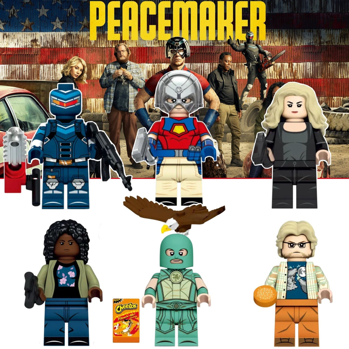 PEACEMAKER Minifigure BUNDLE - 6 Peacemaker Characters - Detective Collection Custom Minifigs