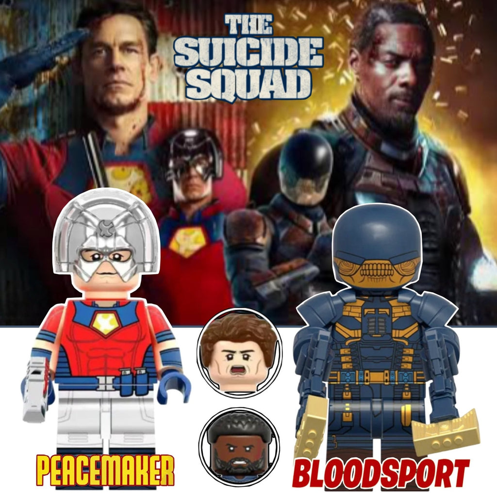 Peacemaker & Bloodsport Minifigures - Suicide Squad | Custom Detective Collection Minifig BUNDLE