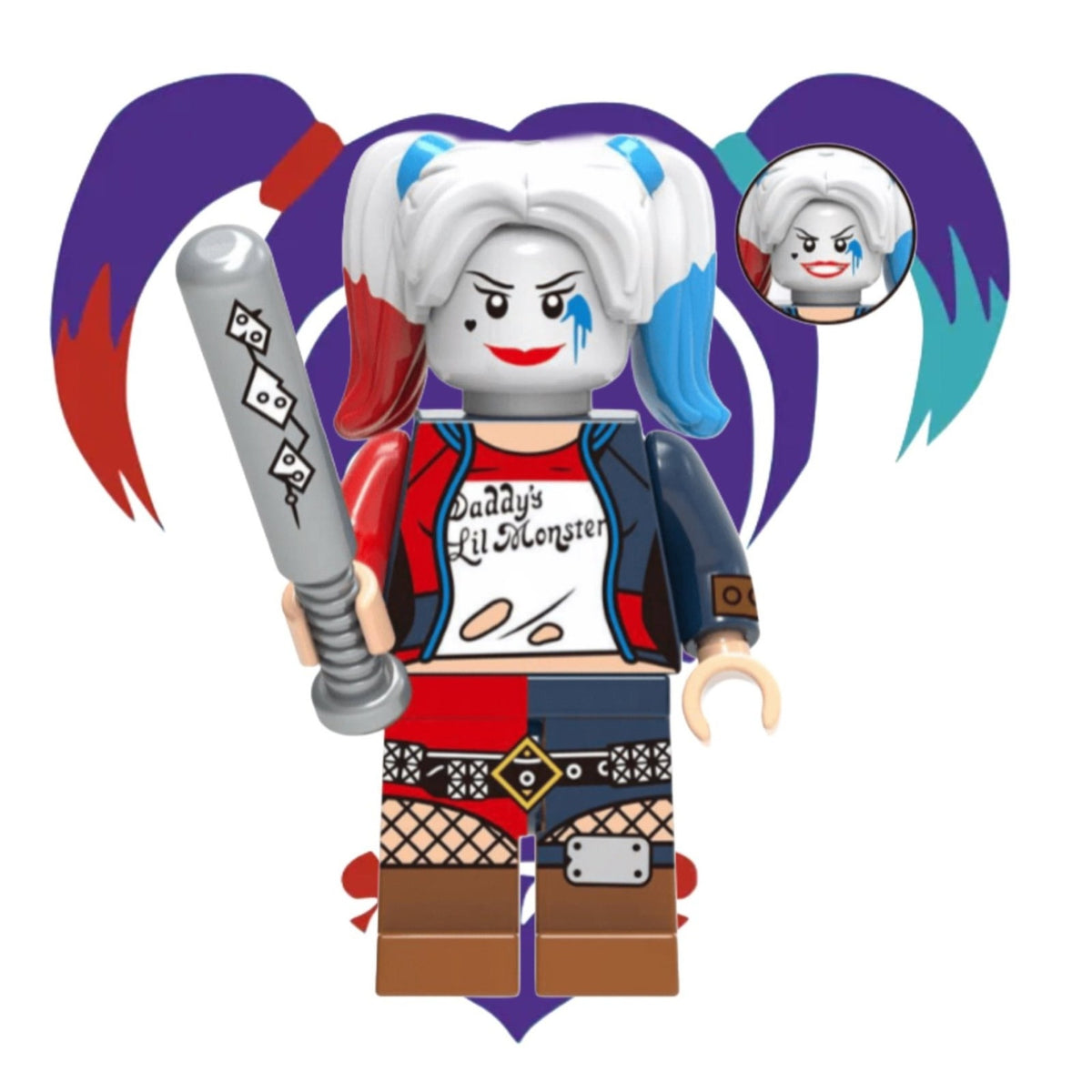 Harley Quinn Minifigure - Suicide Squad Daddy’s Lil Monster - Custom Detective Collection Minifig