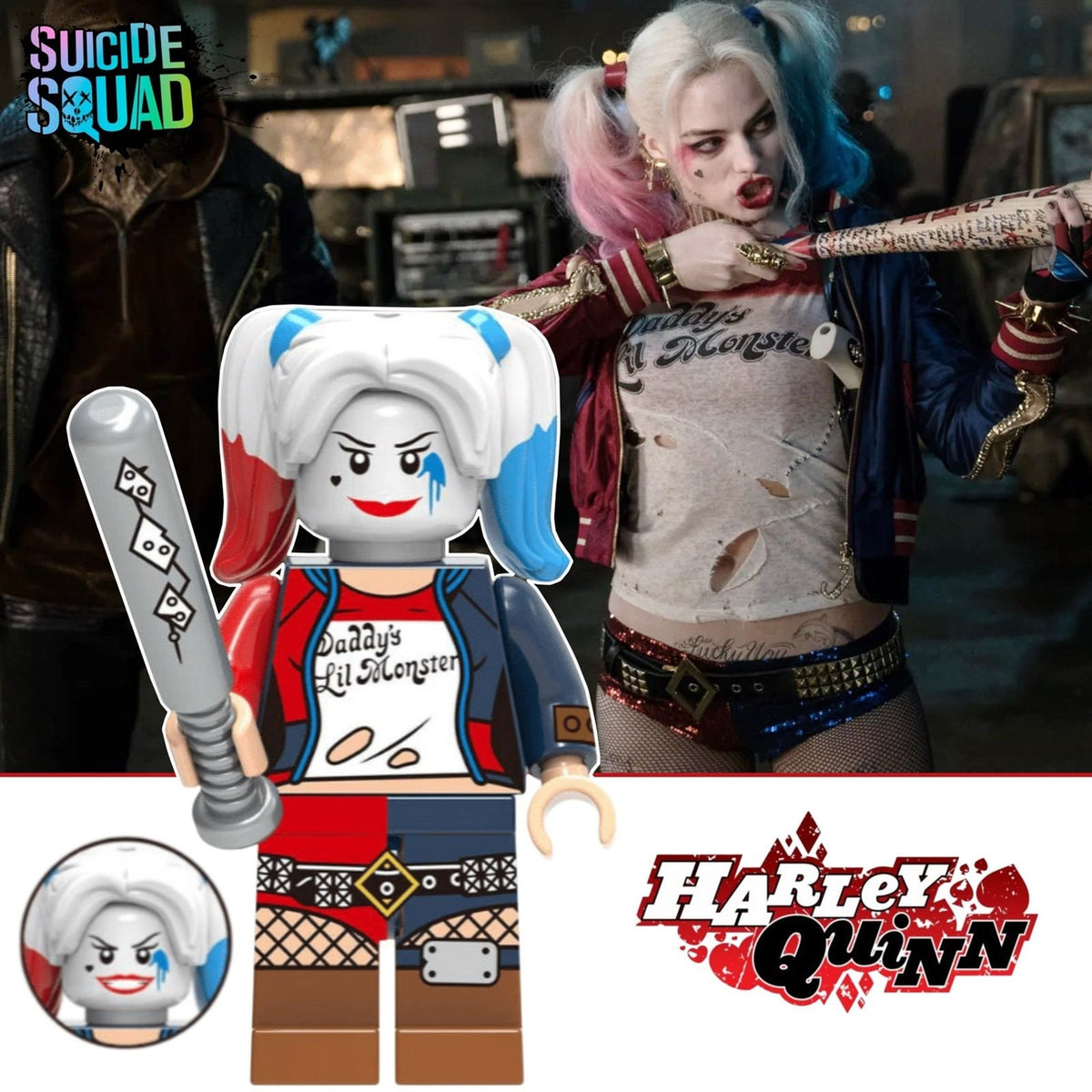 Harley Quinn Minifigure - Suicide Squad Daddy’s Lil Monster - Custom Detective Collection Minifig