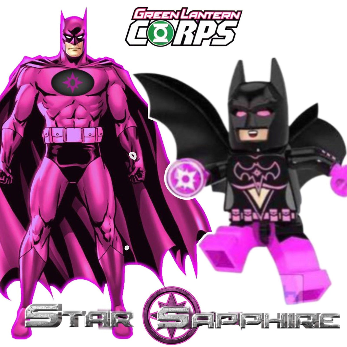 Star Sapphire Lantern Batman Minifigure - Violet Lantern Corps Custom Detective Collection Minifig