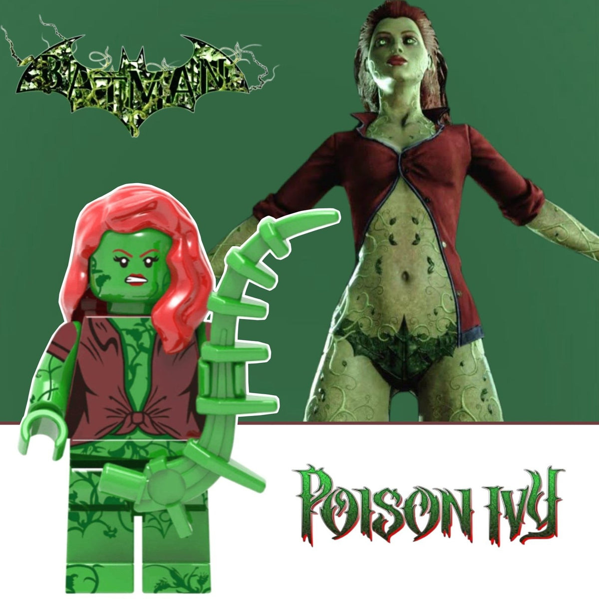 Poison Ivy Minifigure - Arkham Asylum | Pamela Isley | Detective Collection | Batman | Custom