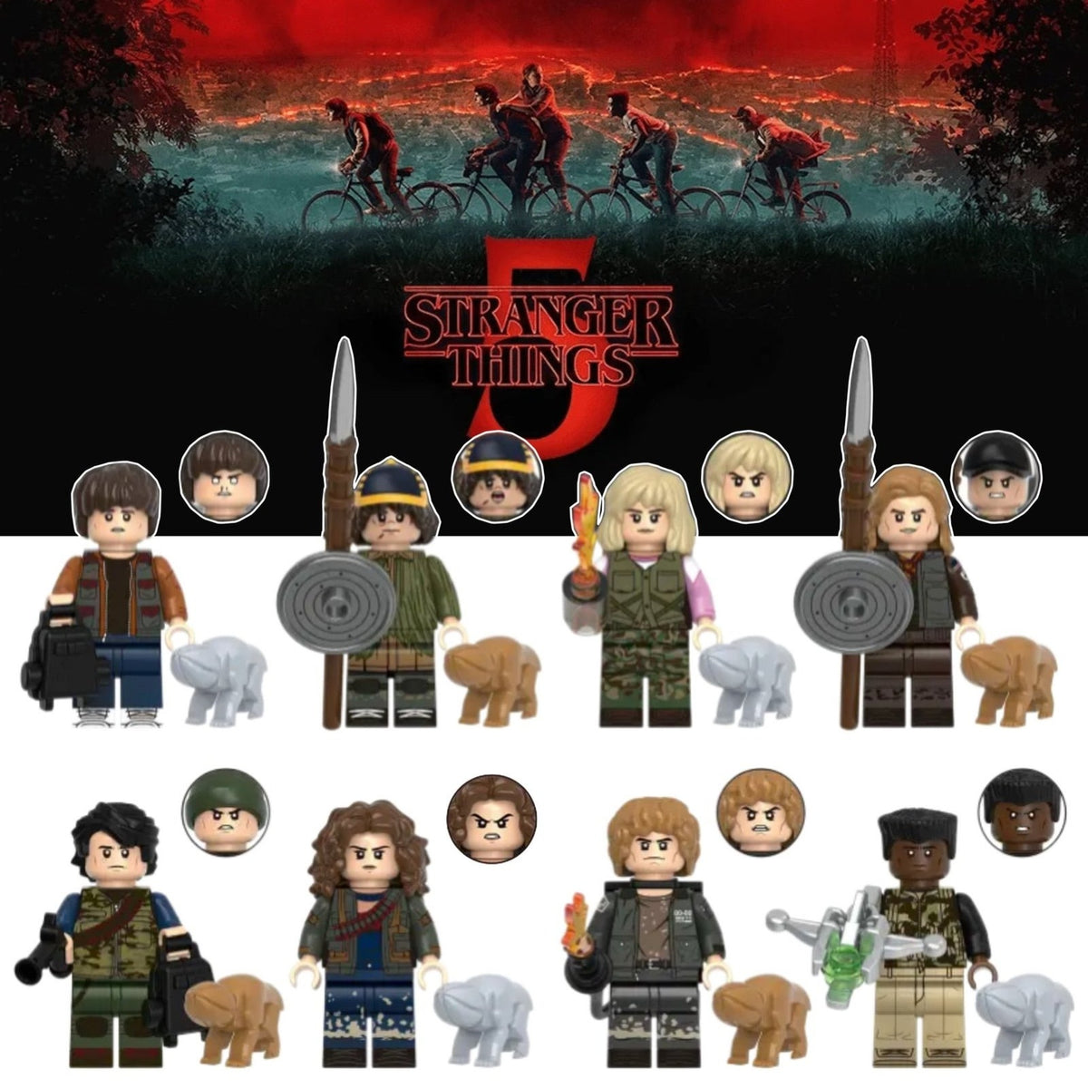 Hawkins Residents Minifigures BUNDLE - Season 5 | Netflix - 8 Custom Minifigs