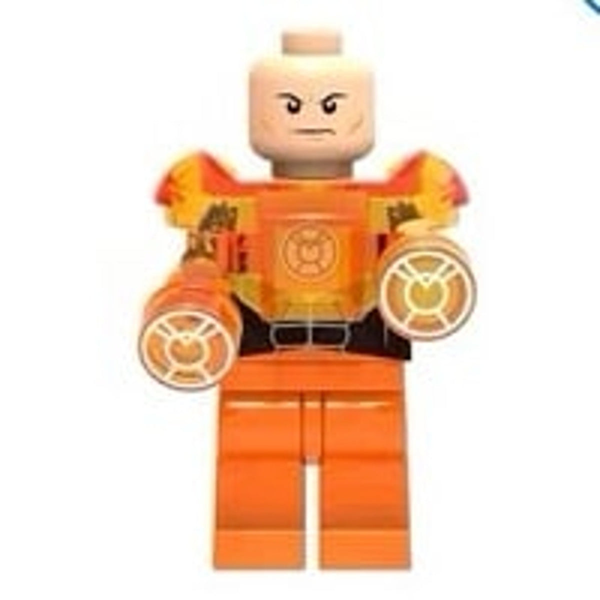 Orange Lantern Lex Luthor Minifigure - Lego Compatible - Custom Detective Collection Minifig