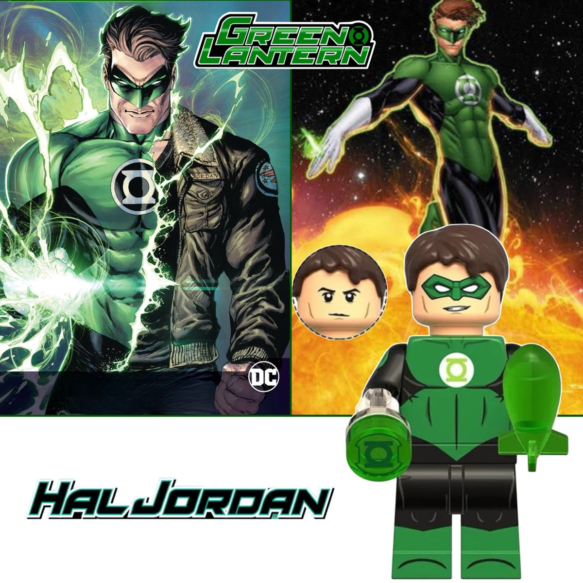 Green Lantern Minifigure - Hal Jordan - Custom Detective Collection Minifig