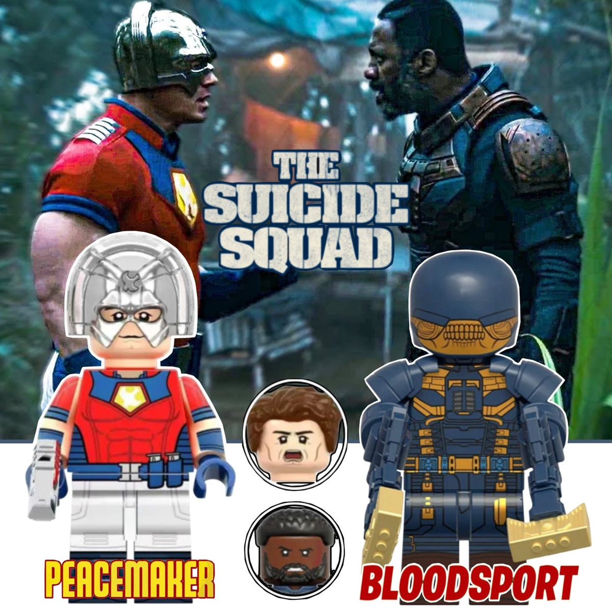 Peacemaker & Bloodsport Minifigures - Suicide Squad | Custom Detective Collection Minifig BUNDLE