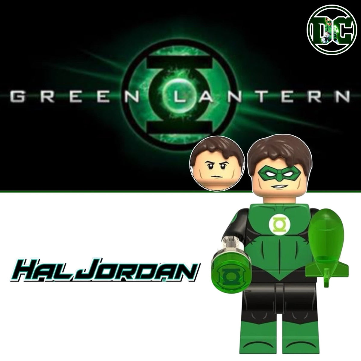 Green Lantern Minifigure - Hal Jordan - Custom Detective Collection Minifig