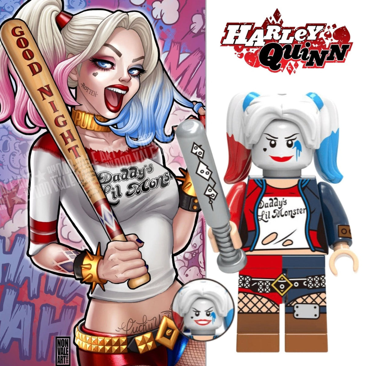 Harley Quinn Minifigure - Suicide Squad Daddy’s Lil Monster - Custom Detective Collection Minifig