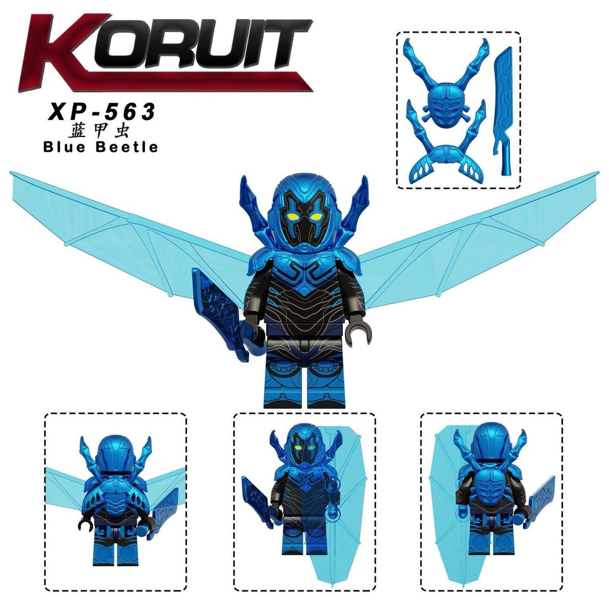 Blue Beetle Minifigure - Jaime Reyes | Khaji Da | Scarab - Custom Detective Collection Minifig