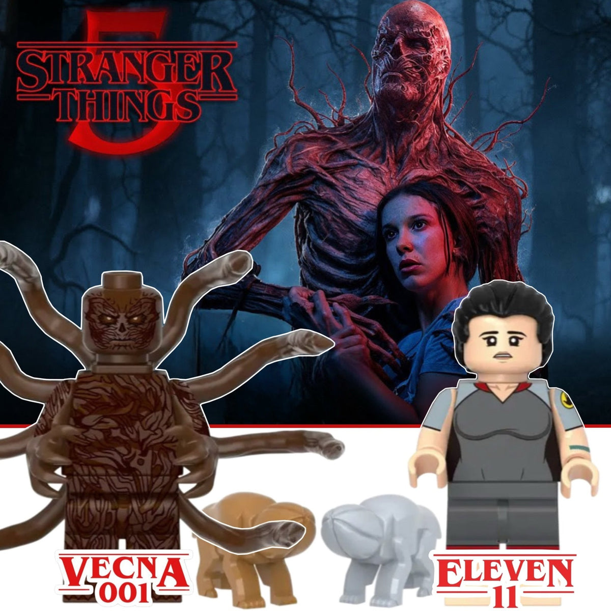 Vecna vs Eleven Minifigures BUNDLE - Hawkins Residents | Netflix | Custom Minifigs