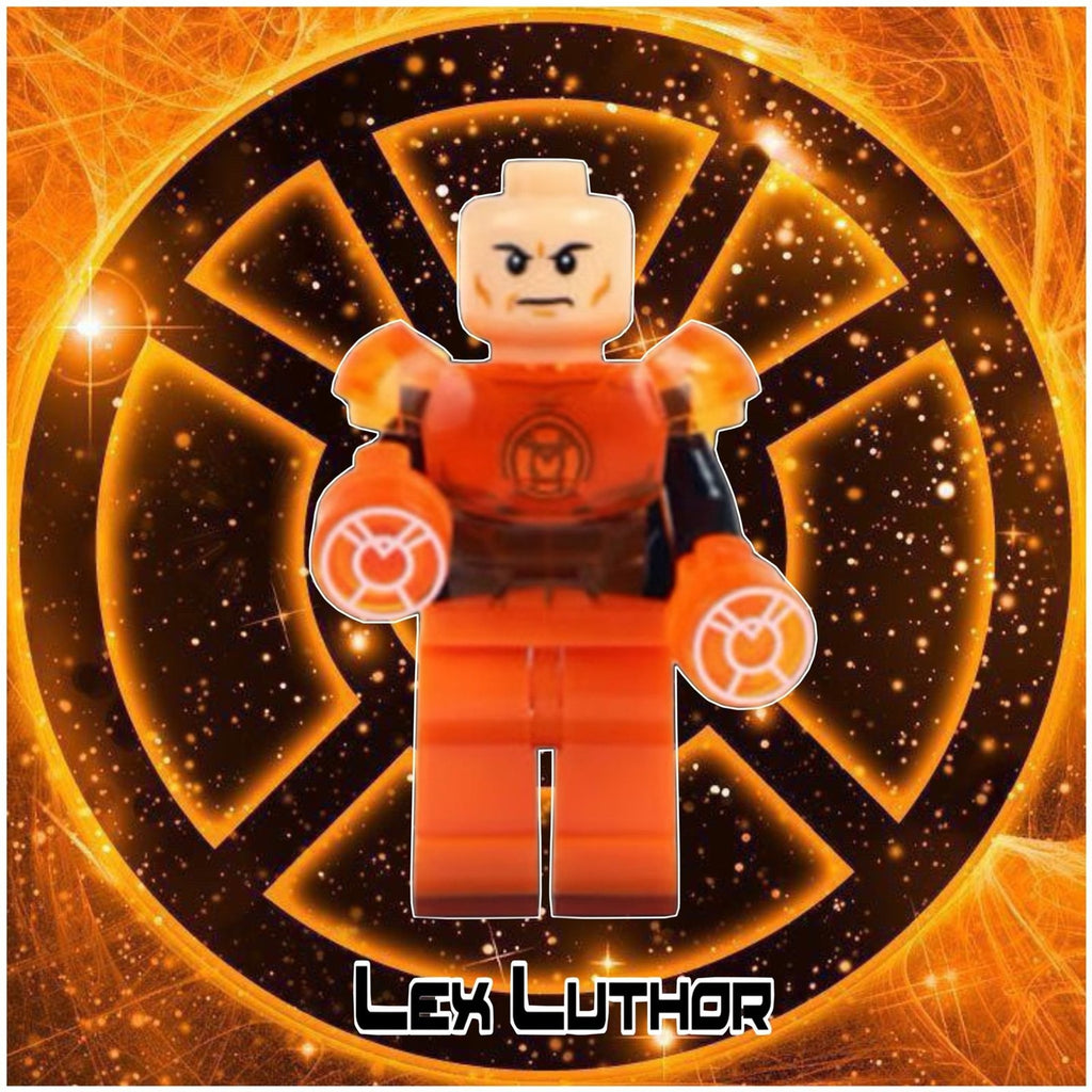 Orange Lantern Lex Luthor Minifigure - Lego Compatible - Custom Detective Collection Minifig