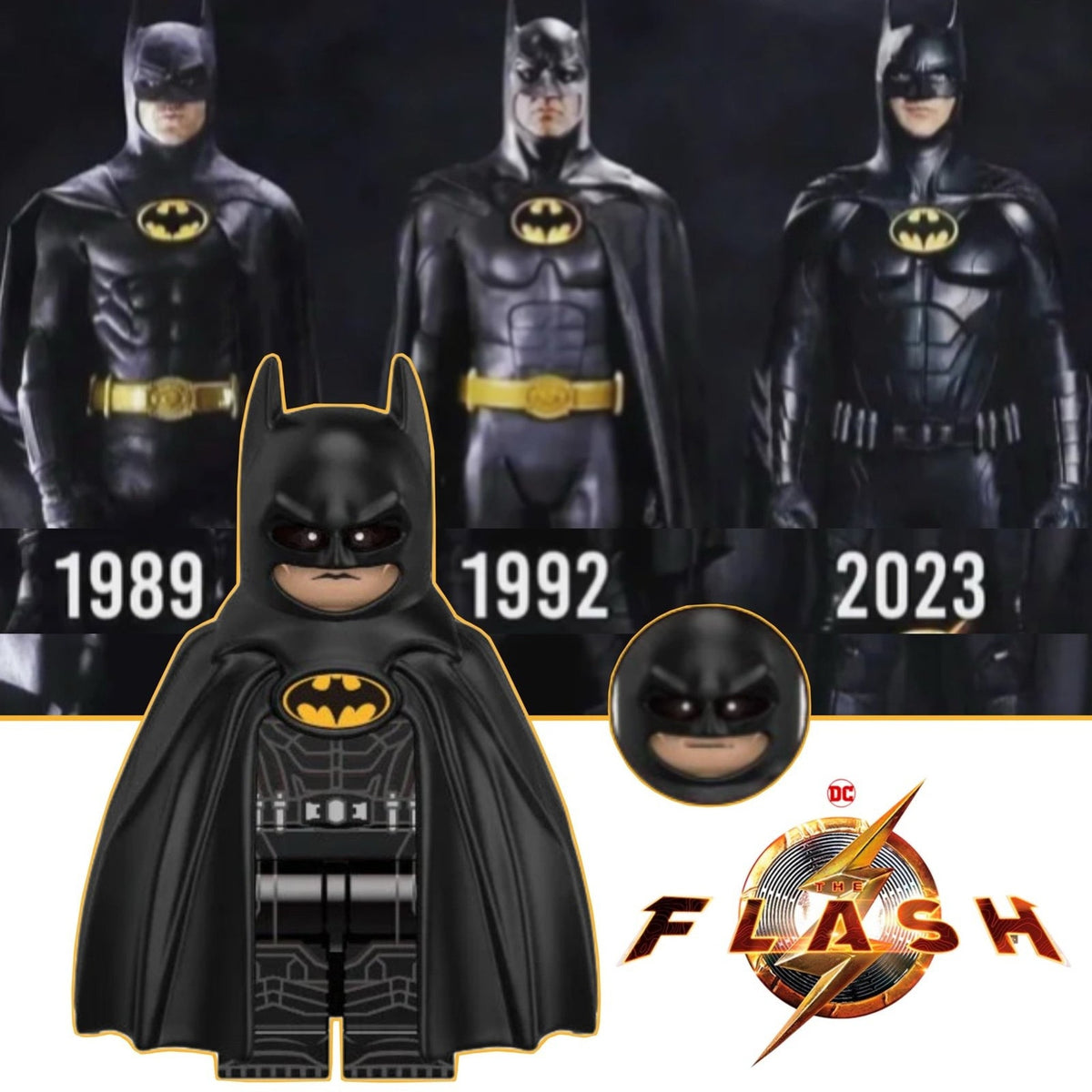 Michael Keaton Batman Minifigure - Icon | OG | Flash Movie | Custom Detective Collection Minifig