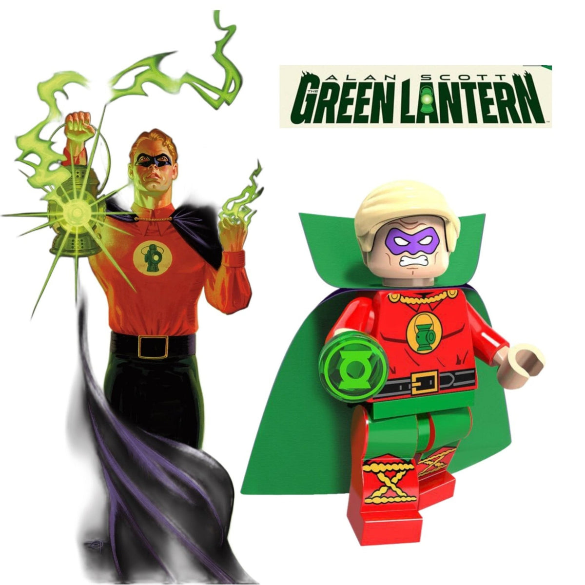 Green Lantern Alan Scott - Detective Collection Comics | Lego Compatible | Custom Minifig